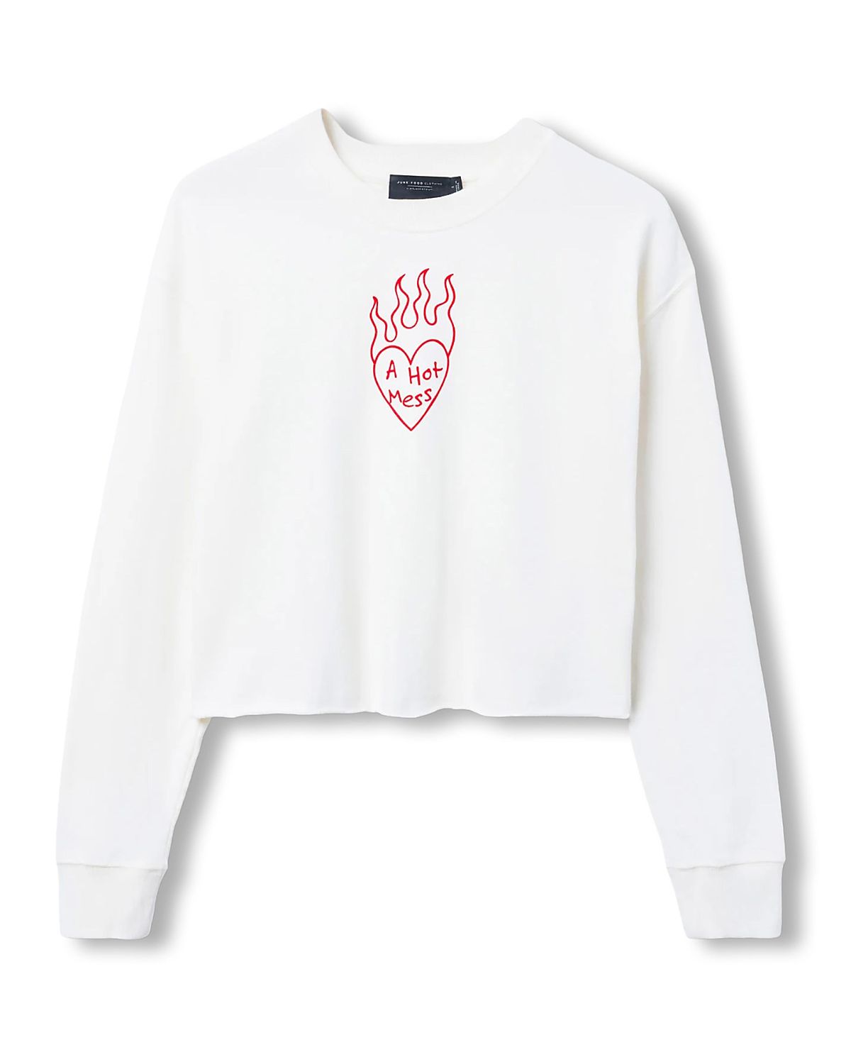 Junk Food Clothing Women's A Hot Mess Crop Crew Tee