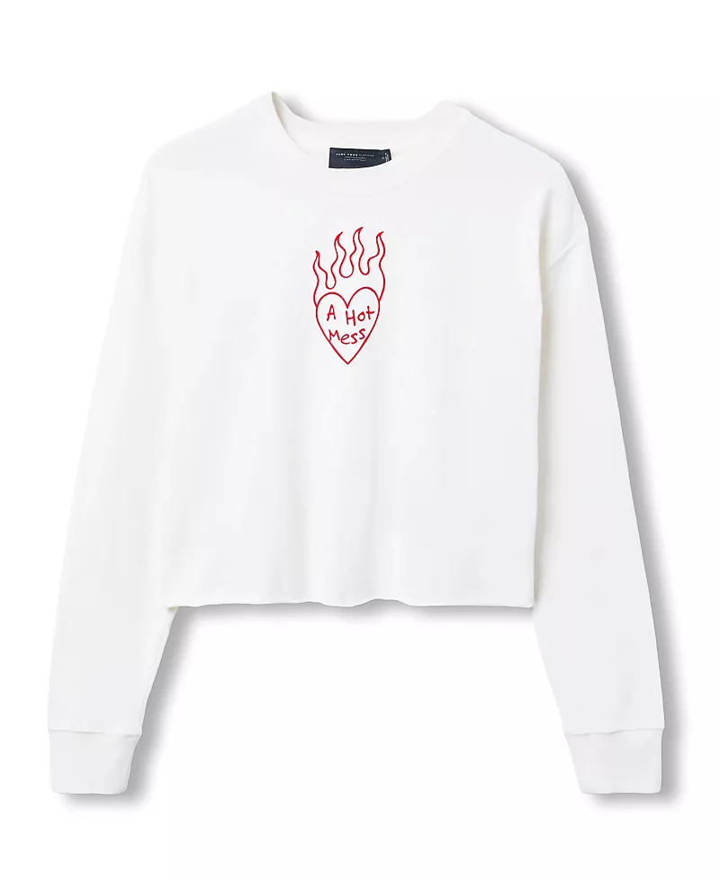 Junk Food Clothing Women's A Hot Mess Crop Crew Tee