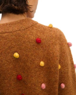 Pom Pom Balloon Sleeve Sweater