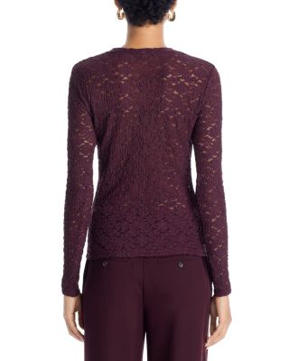 Puckered Lace Long Sleeve Top - Exclusive