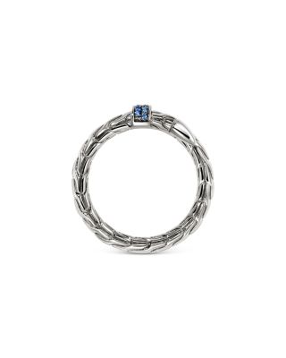 Sterling Silver Spear Blue Sapphire Coil Ring