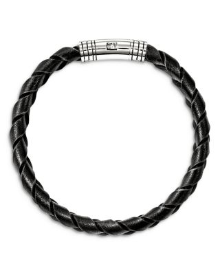 Men&#39;s Sterling Silver &amp; Braided Leather Bracelet