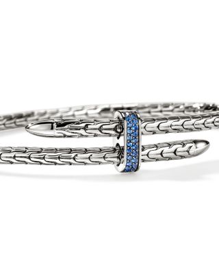 Sterling Silver Spear Blue Sapphire Flex Cuff Bracelet
