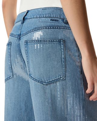 Lauryn Loose Clear Sequin Jeans in Mid Wash