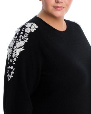 100% Cashmere Embellished Embroidered Floral Sweater - Exclusive