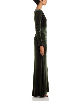Long Sleeve Asymmetrical Neck Gown