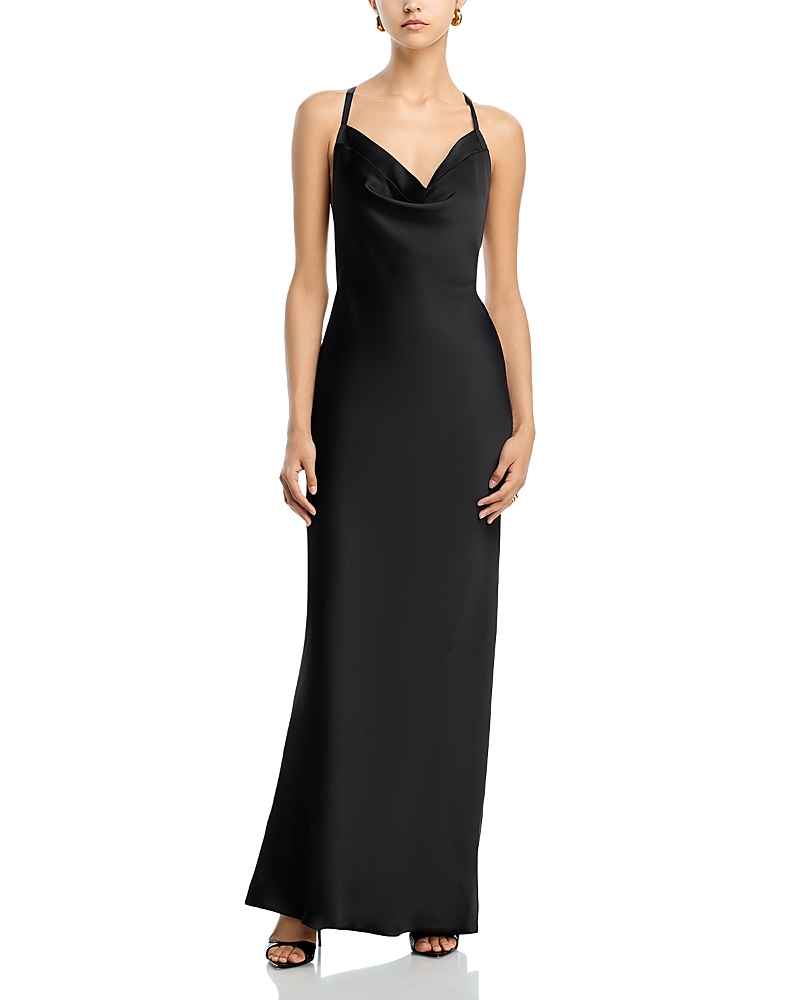 Norma Kamali Crossback Bias Gown In Black