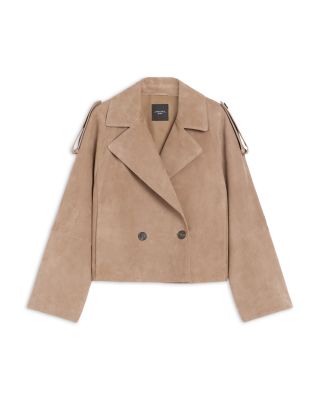 Maga Suede Leather Short Trench Coat