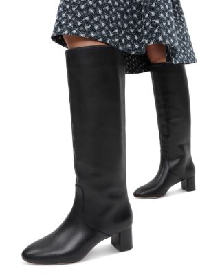 Women's Gia Pointed Toe Knee-High Leather Mid-Heel Boots