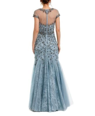  Sheer Top Embellished Mermaid Gown