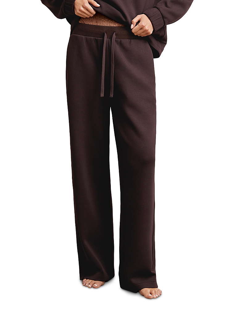Reiss Plum Wide-leg Interlock Drawstring Joggers In Brown
