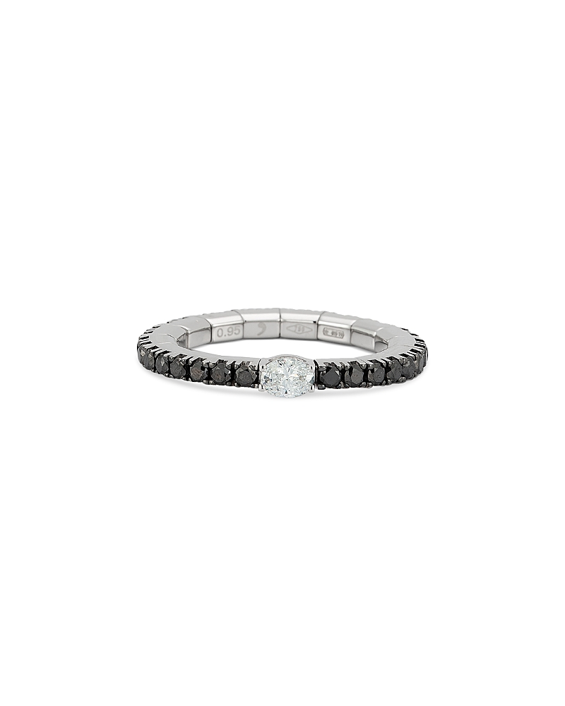Roberto Demeglio 18k White Gold Extensible By Demeglio Black & White Diamond Oval & Round Band In Black