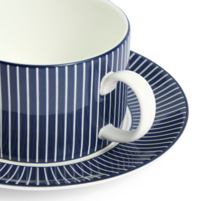 Gio Teacup & Saucer Set, Pinstripe Blue