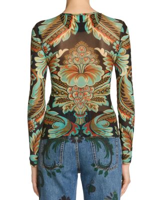 Printed Long Sleeve Jersey Top