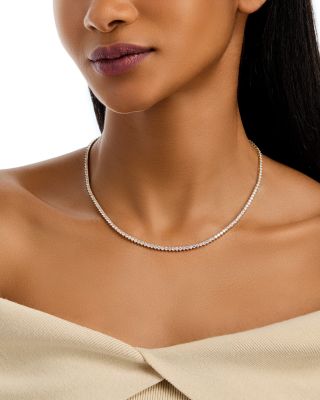 Diamond Classic 3-Prong Tennis Necklace in 14K White or Yellow Gold, 8.0 tcw