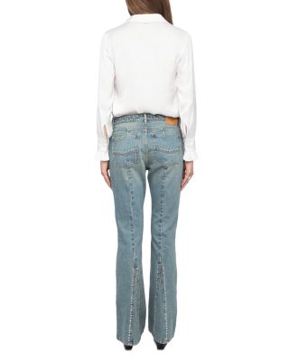 Eclip Denim High Rise Stud Trim in Light Blue