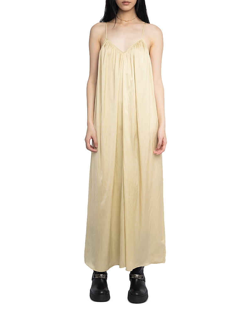 Zadig & Voltaire Womens Blond V-neck Sleeveless Satin Maxi Dress In Yellow