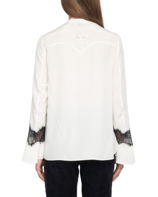 Tuan Silk Lace Trim Blouse