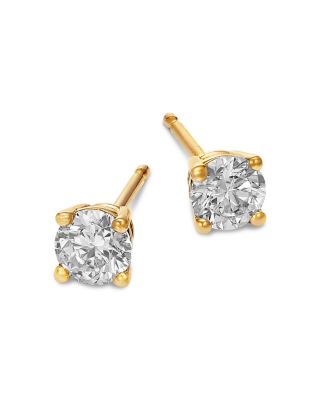 Certified Diamond Colorless Stud Earrings in 18K Yellow Gold, 0.50 tcw