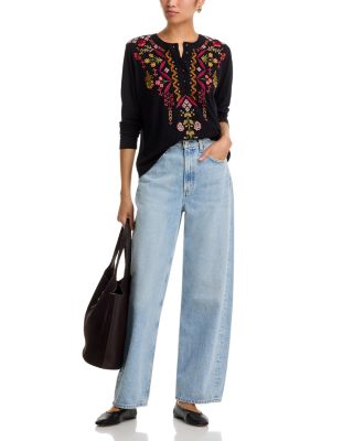 Embroidered Henley Tee