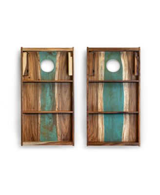 2ft x 4ft River Epoxy Resin with Live Edge Acacia Pathfinder ART Cornhole Boards