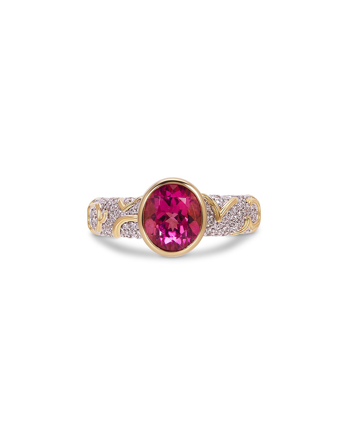 Marina B Ondine Solitaire Rubellite & Diamond Ring