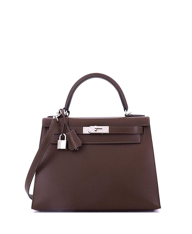 Pre-owned Pre-owned Hermes Hermes Kelly 28 Handbag Brown Madame With Palladium Hardware