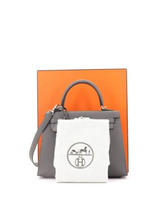 Kelly 25 Handbag Grey Epsom with Palladium Hardware