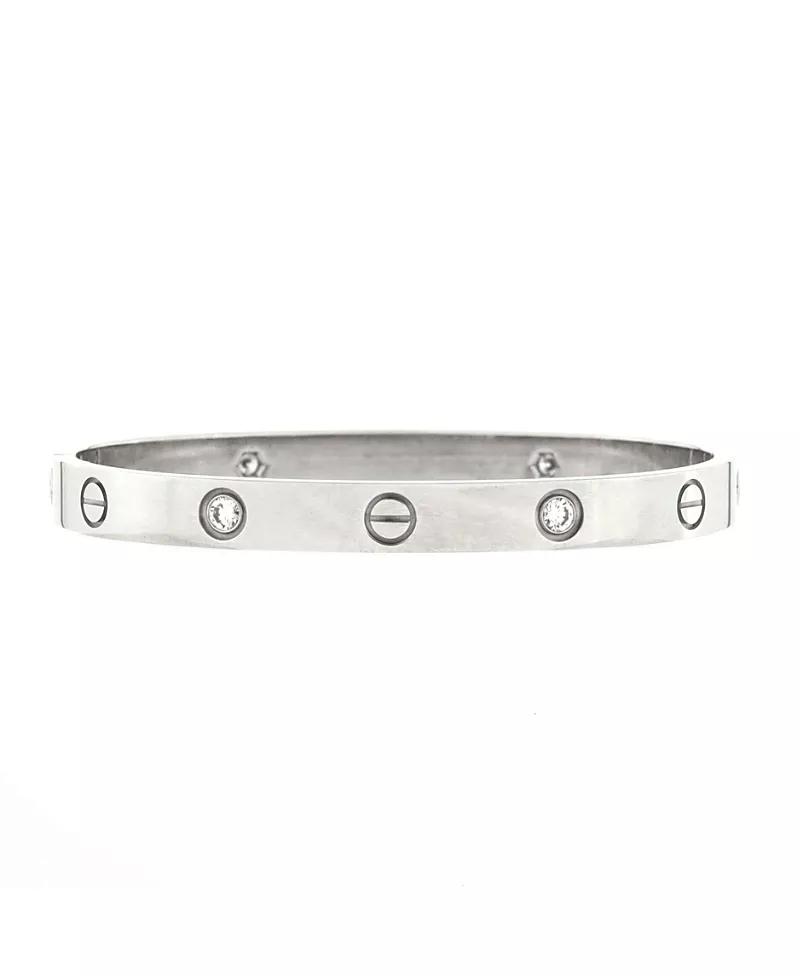 Pre-Owned Cartier Love 4 Diamond Bracelet 18K White Gold and Diamonds