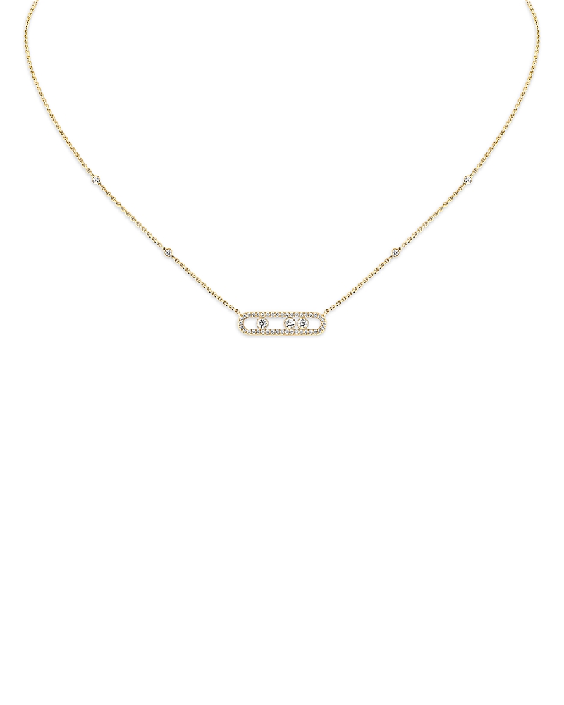 Messika Diamond Baby Move Pave Necklace In 18k Gold, 17.7, 0.33 Tcw In Gold