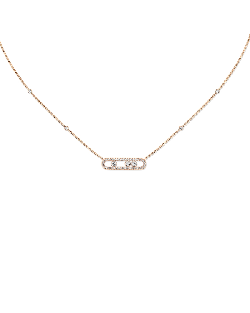 Messika Diamond Baby Move Pave Necklace in 18K Gold, 17.7, 0.33 tcw