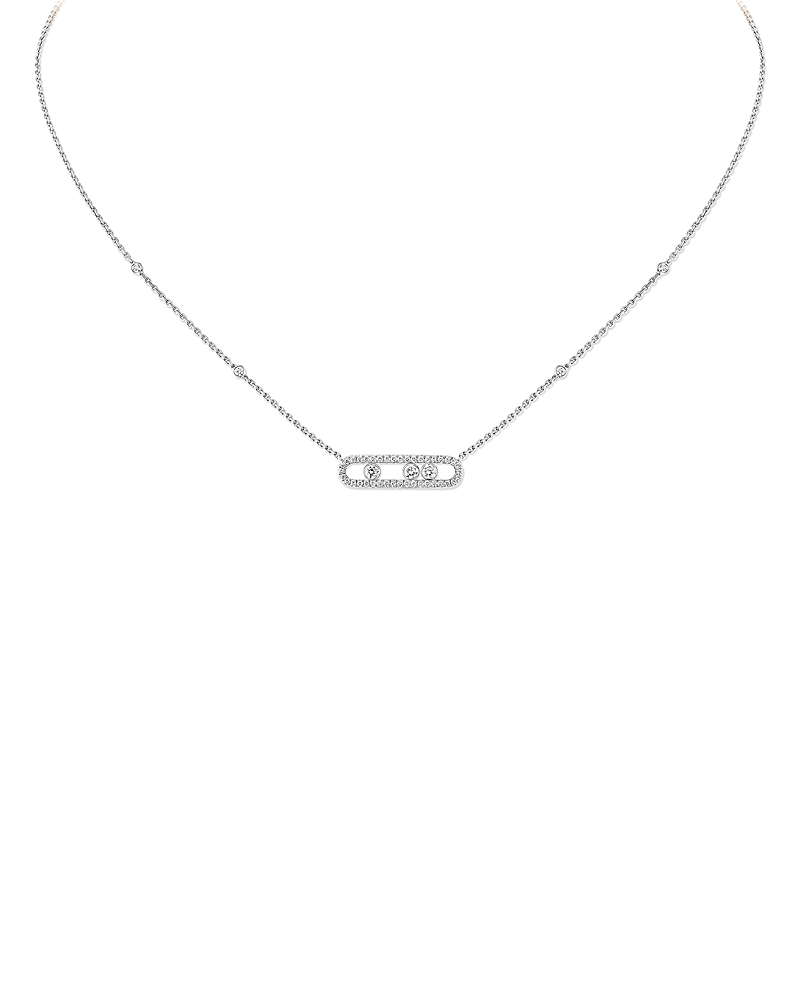Messika Diamond Baby Move Pave Necklace In 18k Gold, 17.7, 0.33 Tcw In Metallic