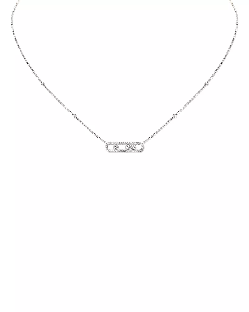 Messika Diamond Baby Move Pave Necklace in 18K Gold, 17.7, 0.33 tcw