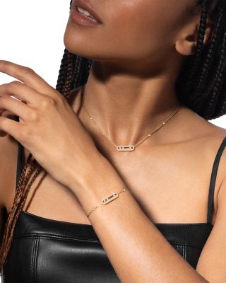 Diamond Baby Move Pav&eacute; Necklace in 18K Gold, 17.7", 0.33 tcw