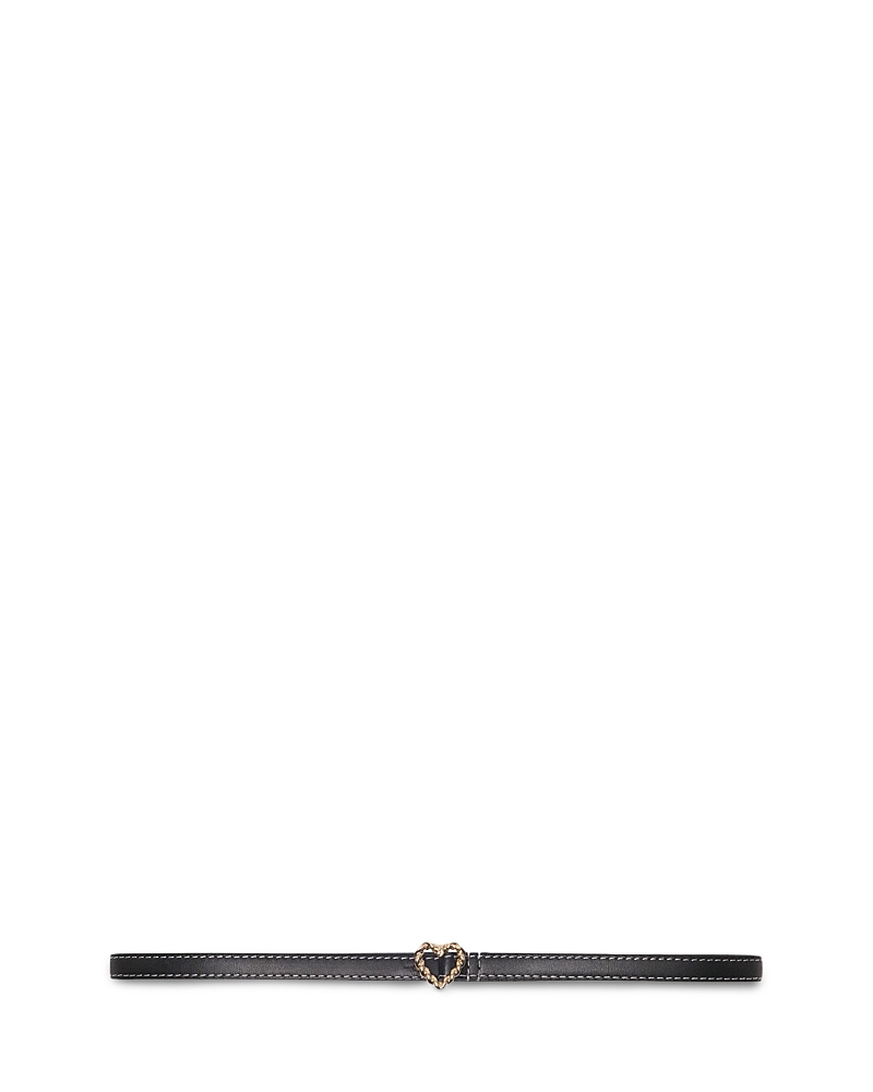 Maje Slim Heart Belt In Black