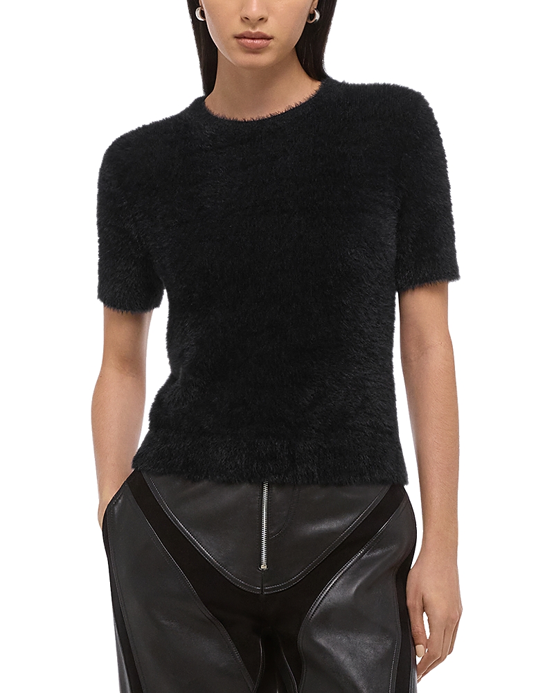 Helmut Lang Cropped Sweater Tee In Black