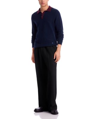 Long Sleeve Textured Polo Shirt