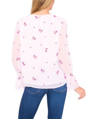 Embroidered Smocked Cuff Top