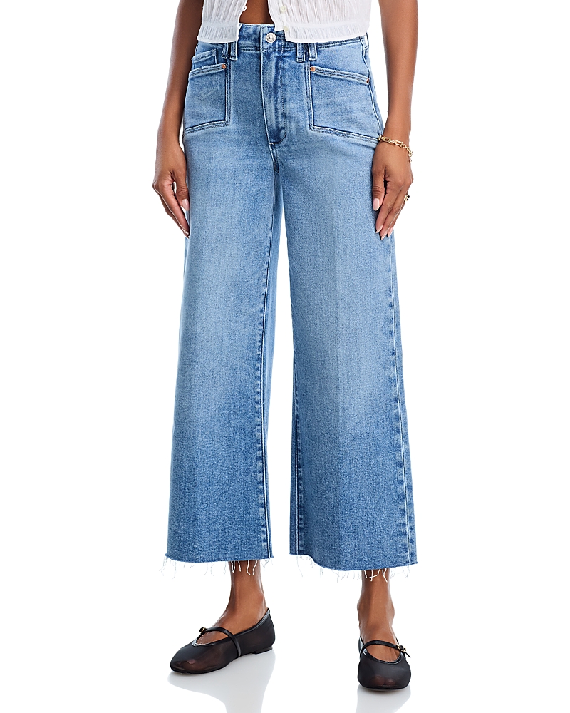 Paige Anessa High Rise Patch Pocket Wide Leg Jeans In Bebop In Blue