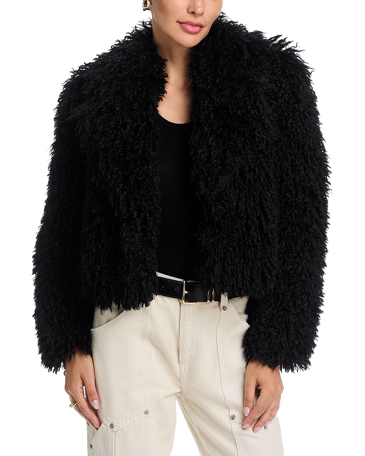 L'Agence Aura Crop Faux Fur Coat