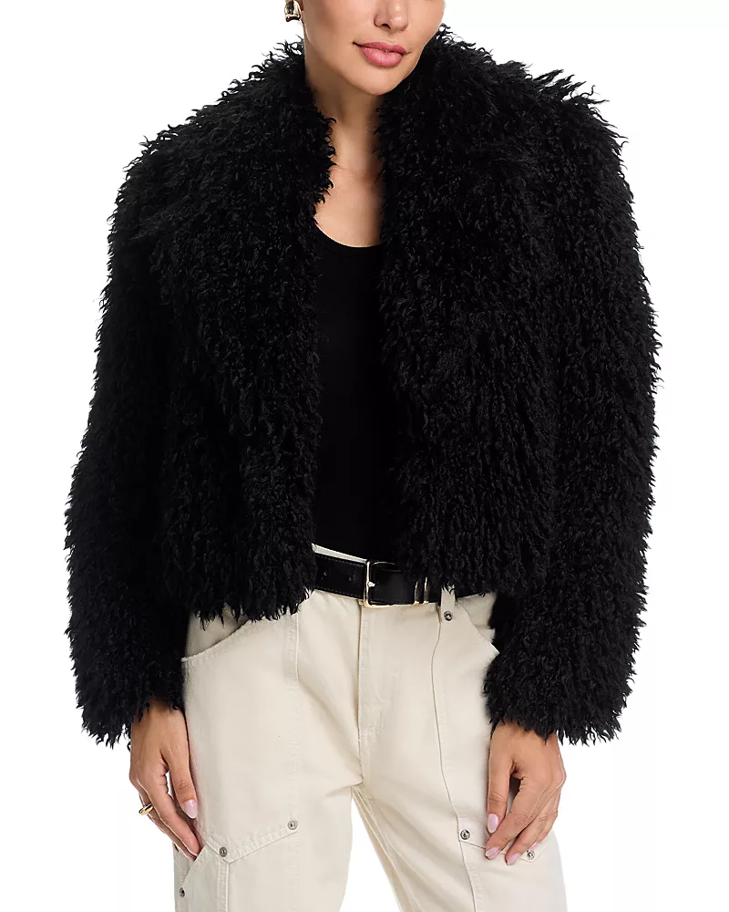 L'Agence Aura Crop Faux Fur Coat