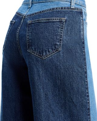 Beau High Rise Two Tone Wide Leg Jeans in Paso