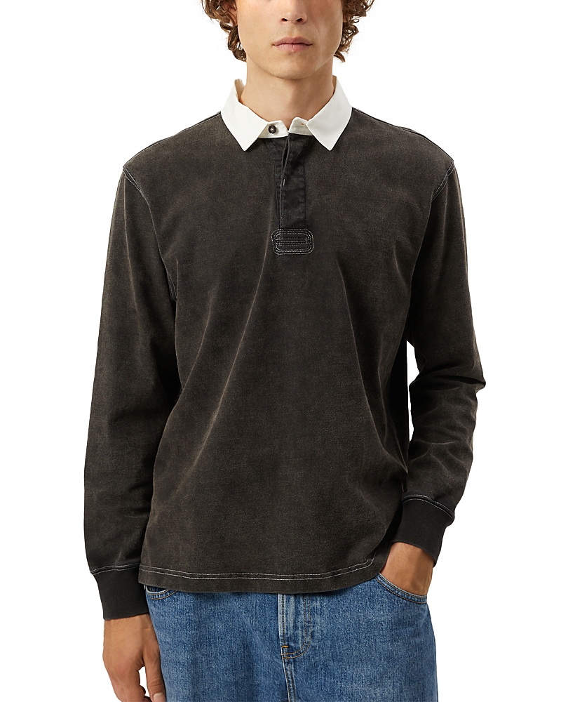 Corridor Contrast Collar Long Sleeve Polo In Black