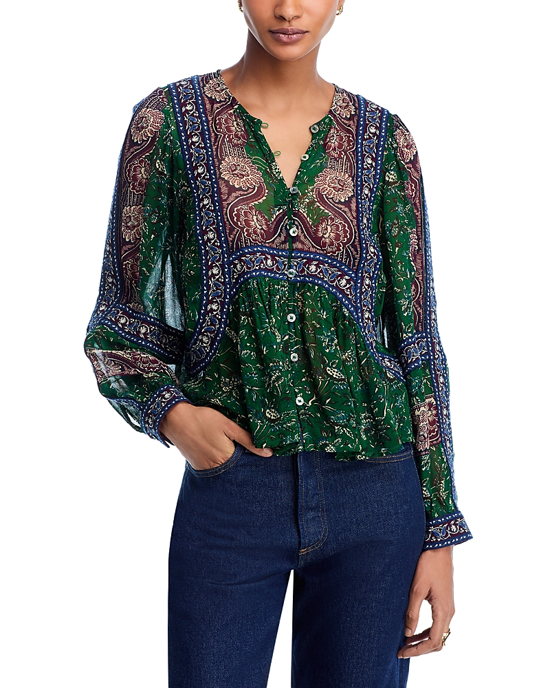 Sea Melba Printed Long Sleeve Top In Green