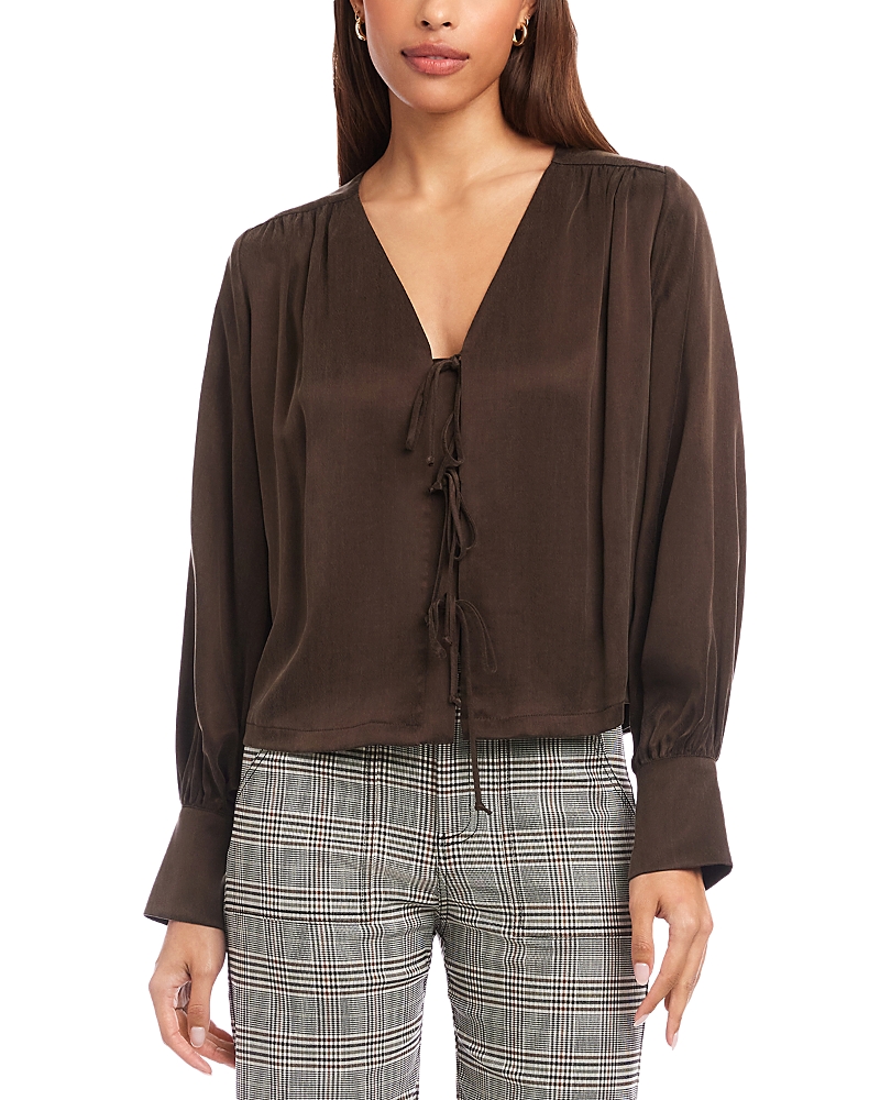 Fifteen Twenty Kayla Tie Front Blouse In Brown