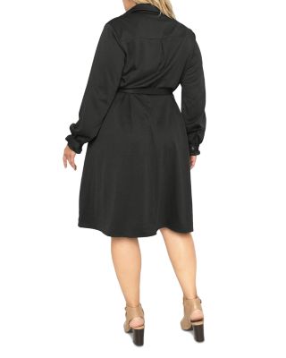 Lapel Collar Crepe Wrap Dress