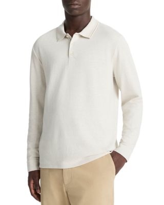 Heathered Double Face Long Sleeve Polo Shirt