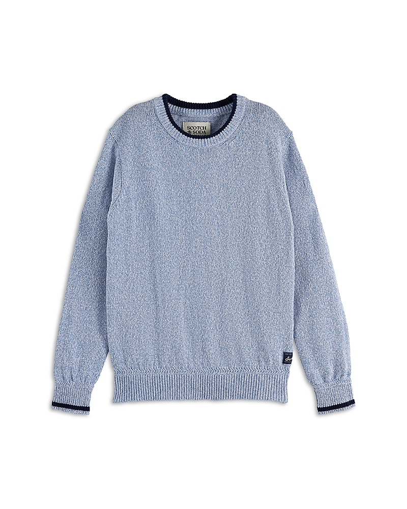 Scotch & Soda Kids' Mélange Cotton Crewneck Sweater In Blue