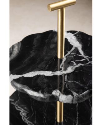 Concorde Black Marble Two-Tier Cake Stand