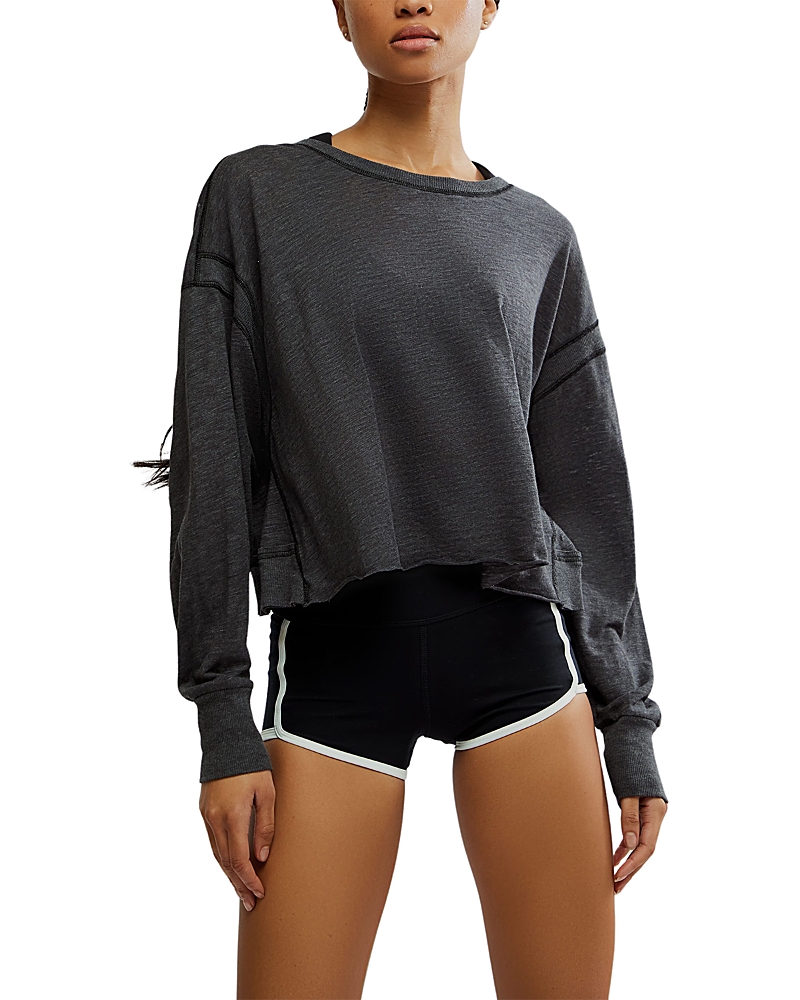 Free People My Time Layer Open Back Crop Top In Gray